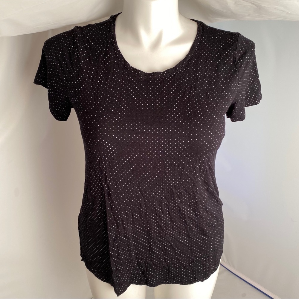 Gap black and white polka dot short sleeve blouse L